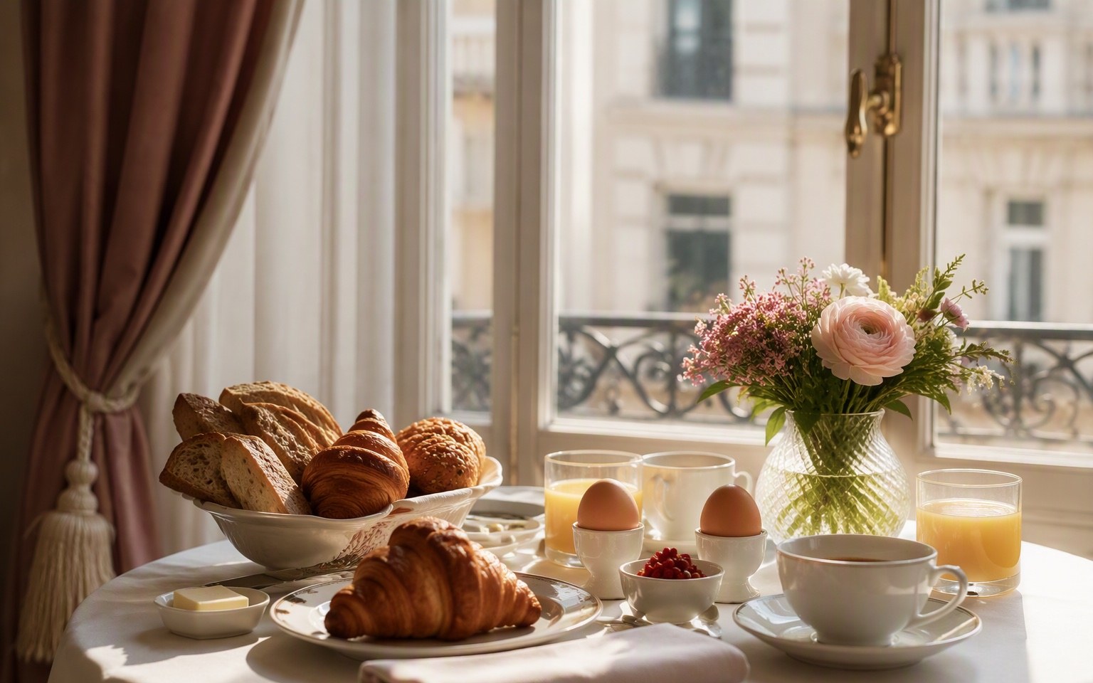 Ontbijttafel in de Salon de Thé