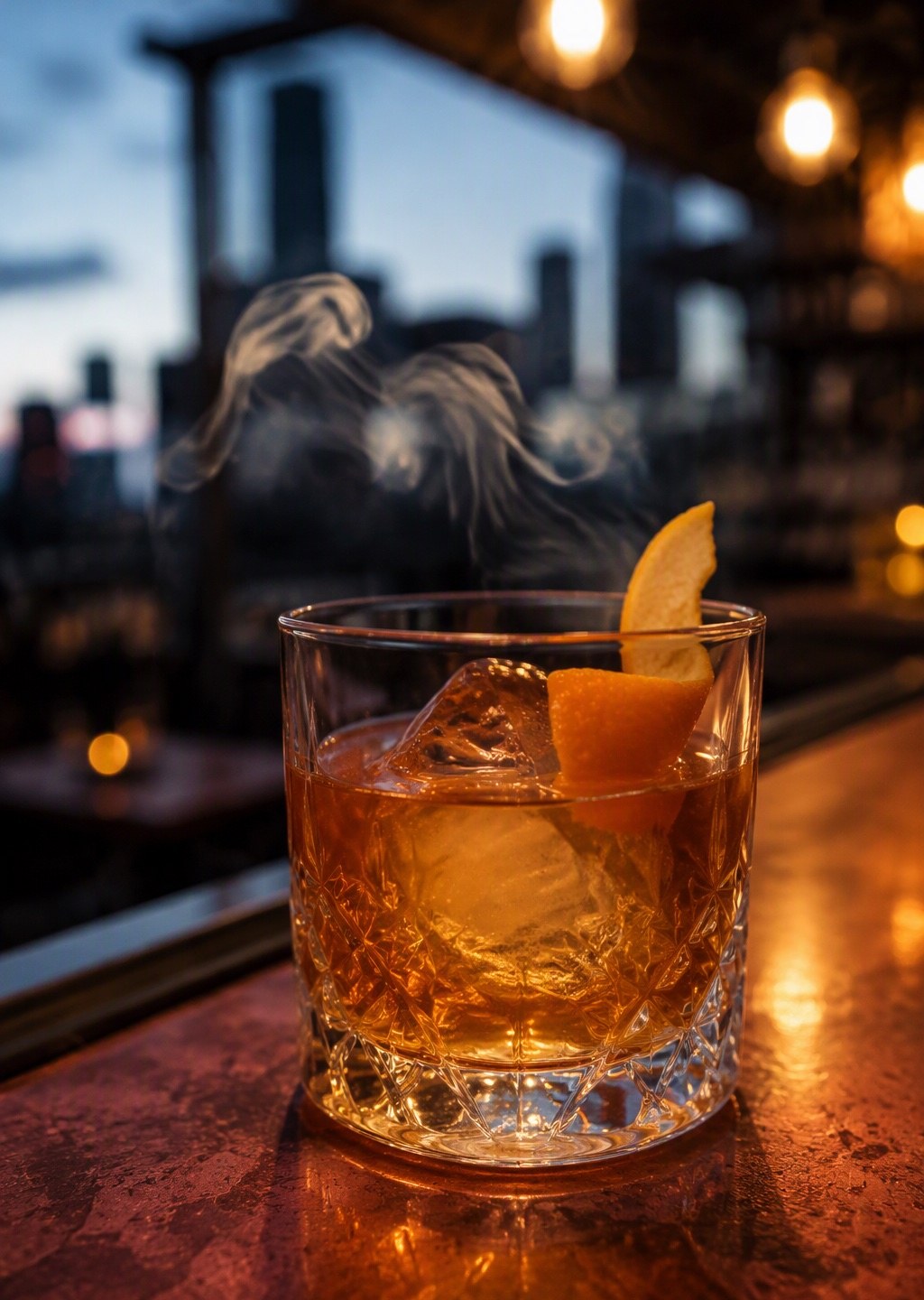 Kopercocktail op de rooftopbar