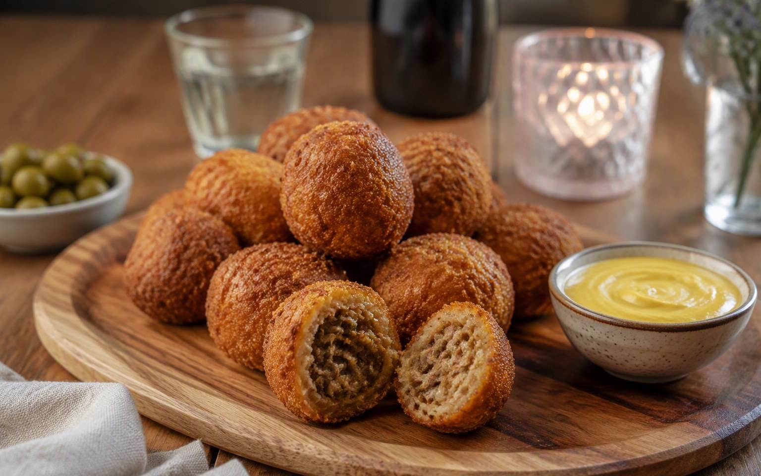 Bitterballen van oesterzwam met mosterd