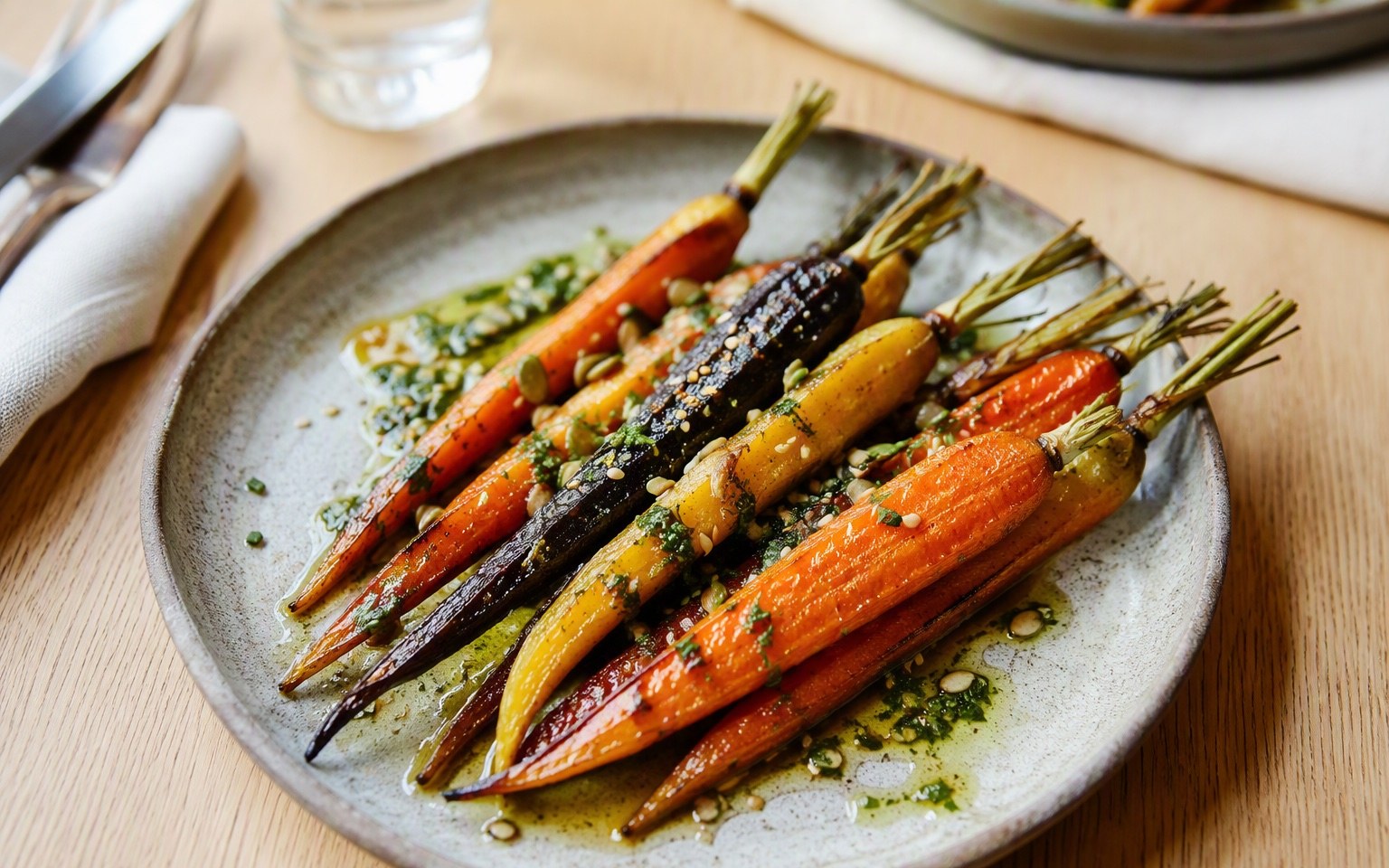 Geroosterde wortels met dukkah en yoghurtdressing