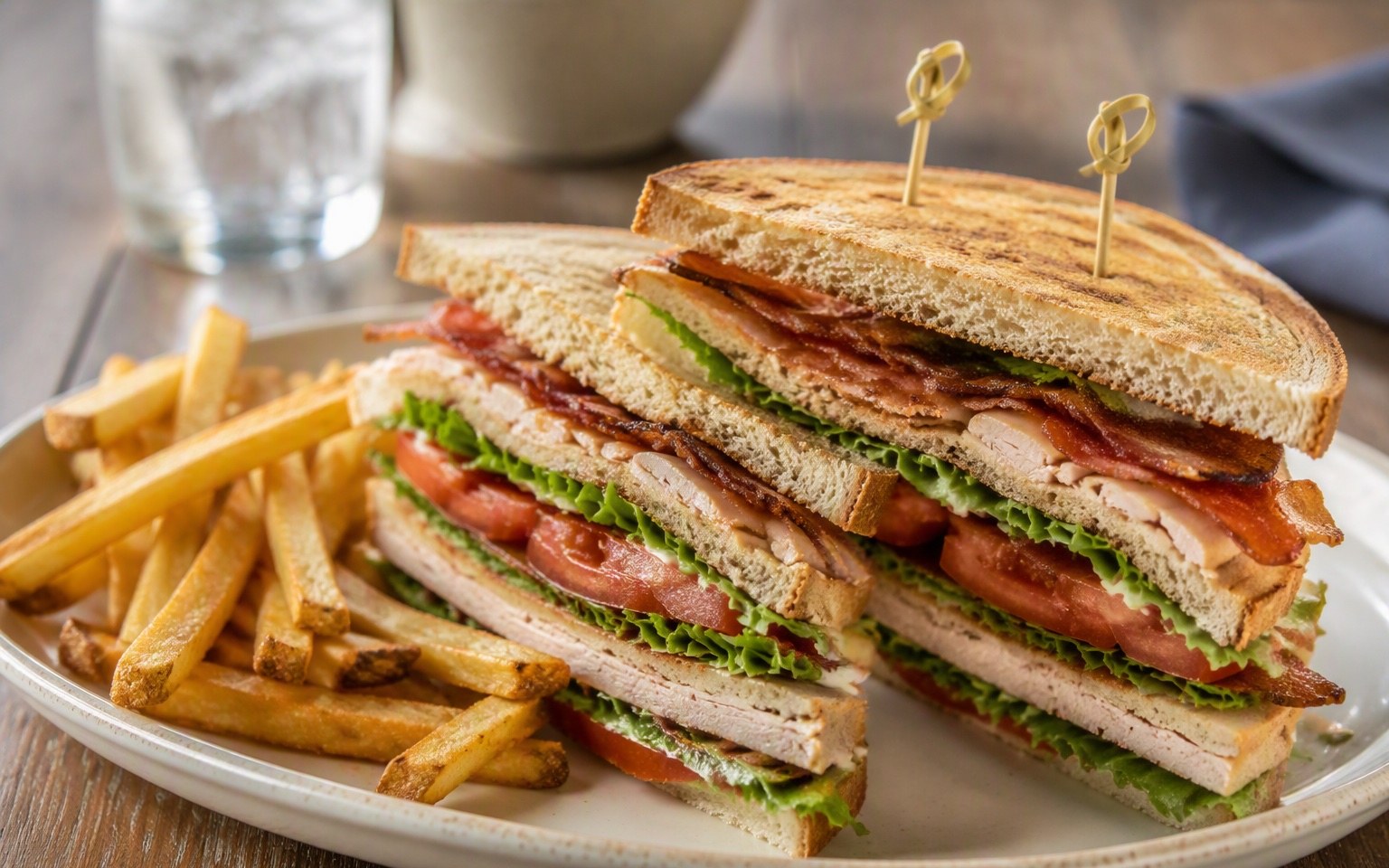 Statie-clubsandwich met frites