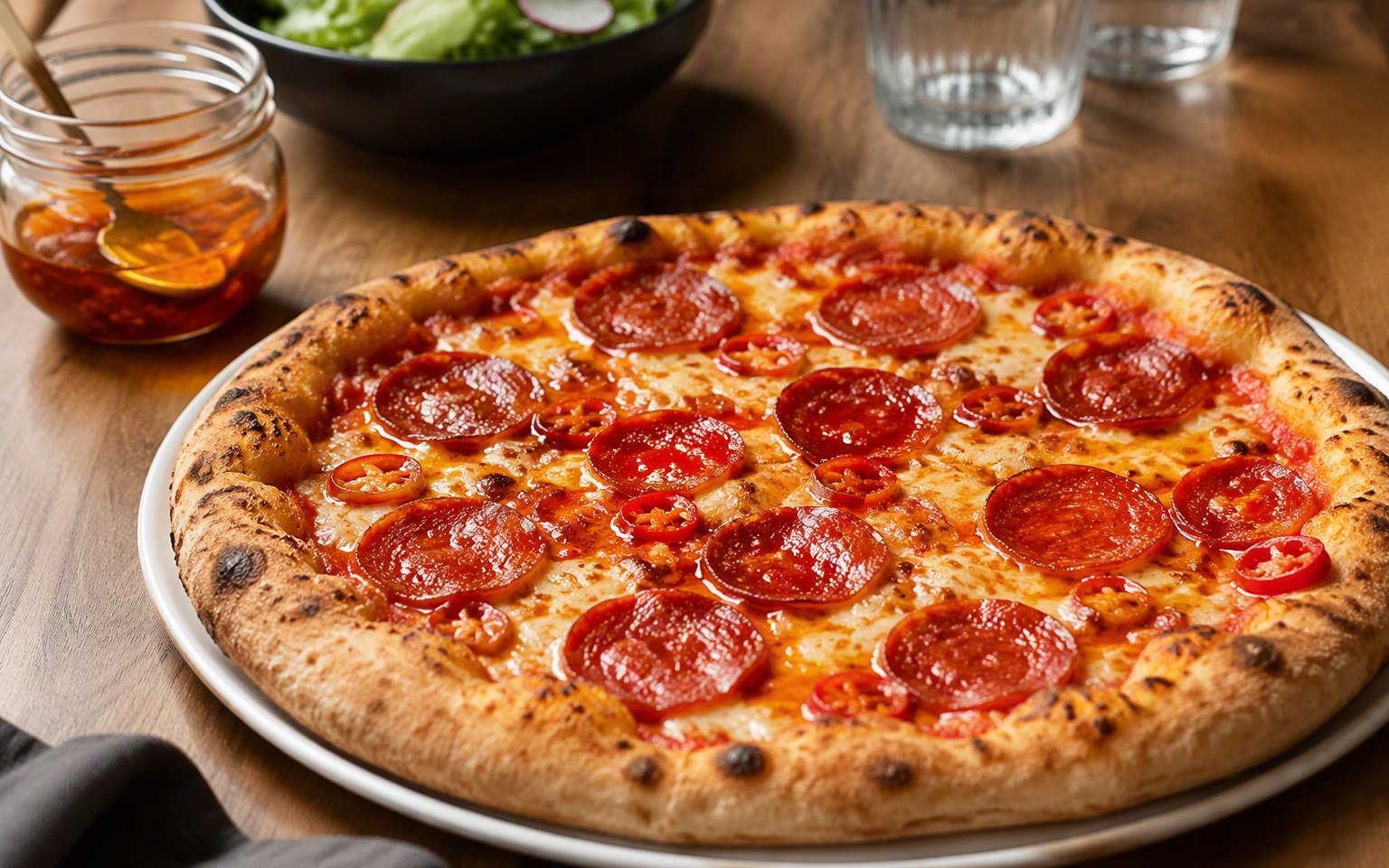 Pizza Diavola met pittige salami