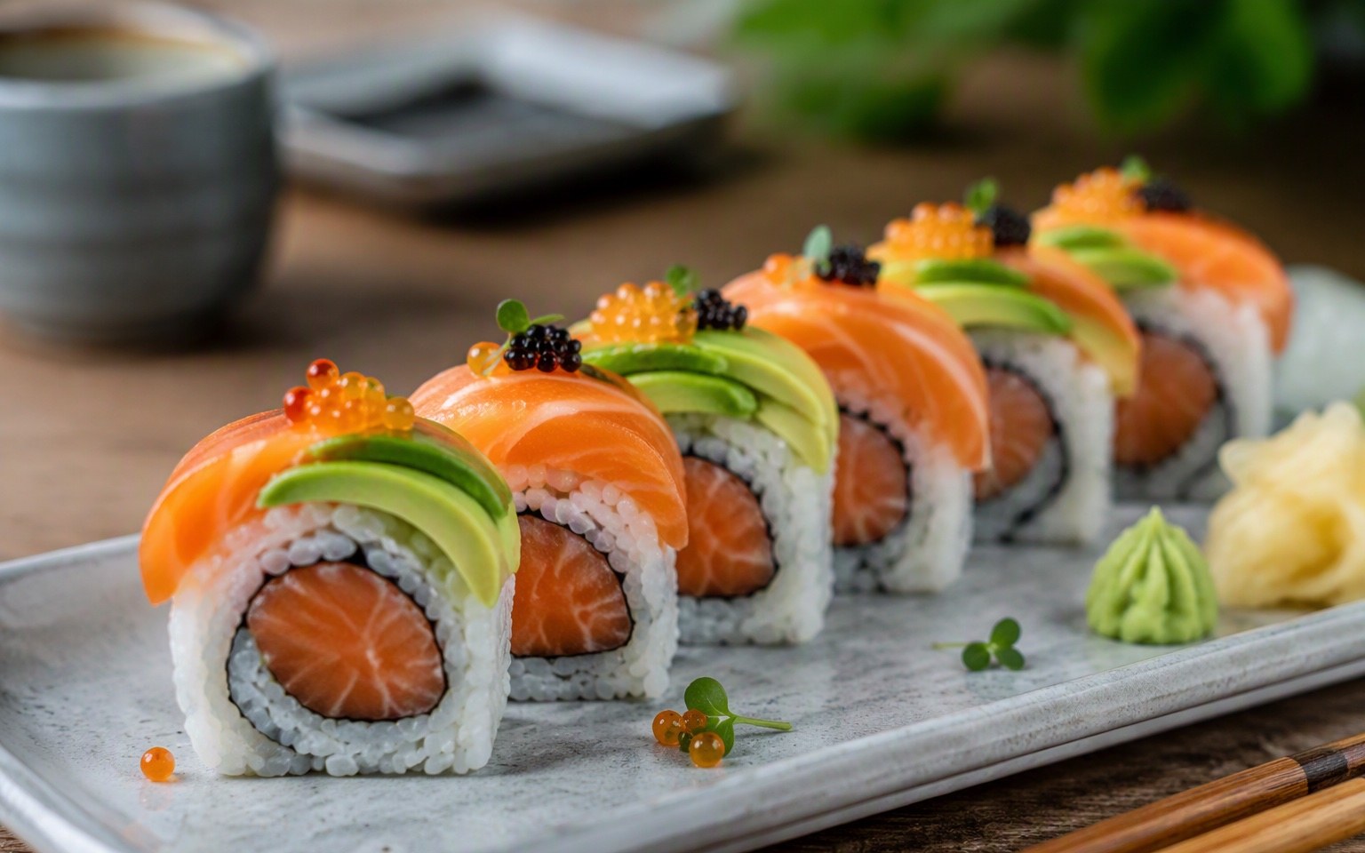 De Ya roll met gerookte zalm en yuzu-mayo
